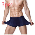 Men's modal boxer briefs with U convex design in dark blue colour showing mid waist style