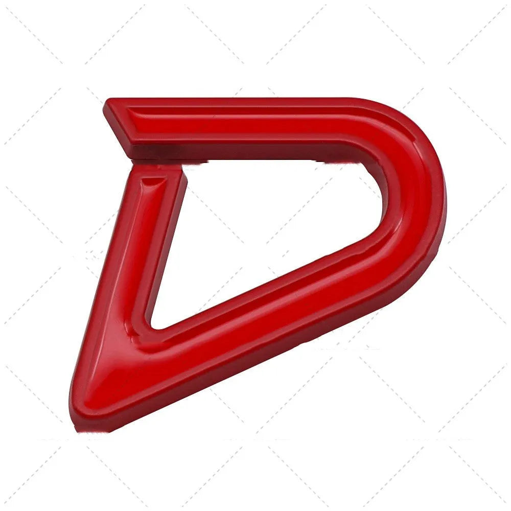 Metal SD logo car bumper sticker in red and silver colour scheme measuring 7.7cm wide