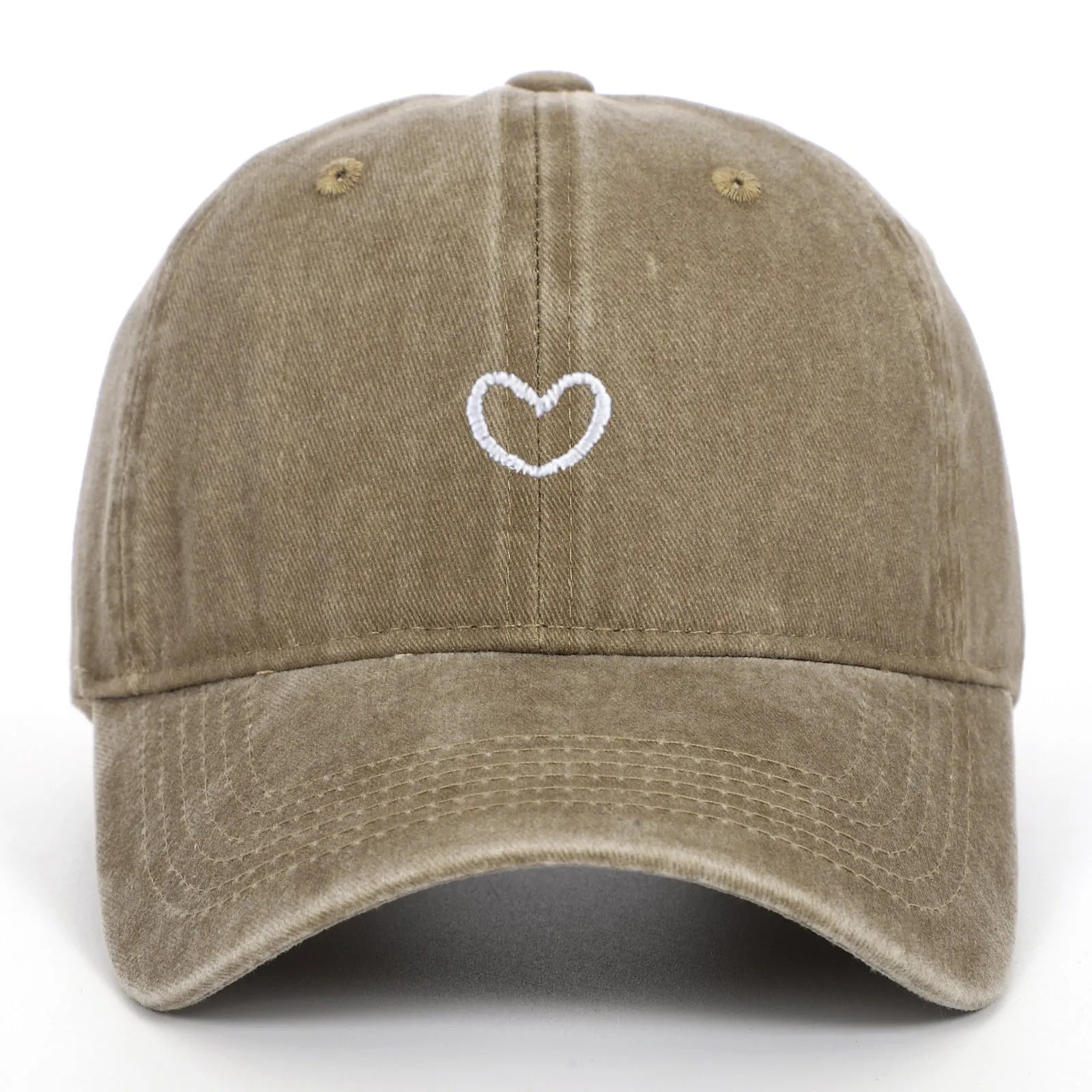 Cotton baseball cap with embroidered love heart design in adjustable size