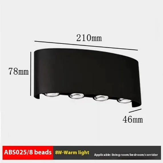 Outdoor waterproof double-headed garden lamp with 6 LED beads, ABS plastic, black finish
