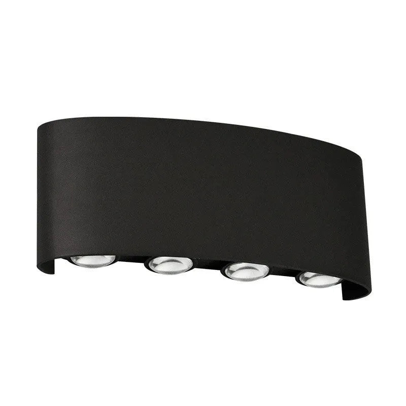 Outdoor waterproof double-headed garden lamp with 6 LED beads, ABS plastic, black finish
