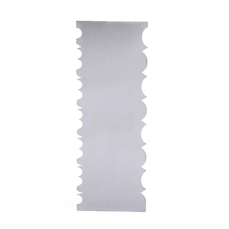 Stainless steel cream scraper cake decorating tool with polygon pattern edge