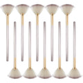 10 professional facial fan brushes with wooden handles and protective covers