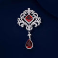 Emerald crystal hollow-out court-style brooch for women, alloy crown shape with tassel, 7x4cm, palace style green