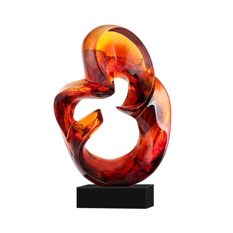 Transparent resin craft ornament in modern style, shown in blue and orange red colour options.