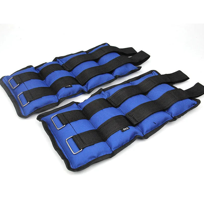A pair of Oxford cloth legging sandbags for weighted athletic training in track and field and running.