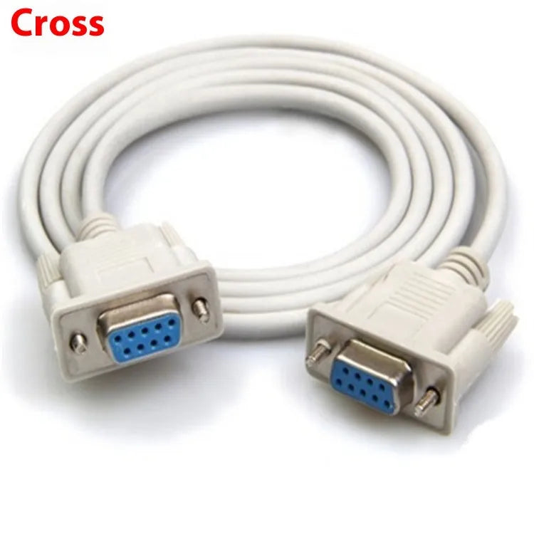 Female to female RS232 serial cable with DB9 connectors, 1.5m length, milky white colour