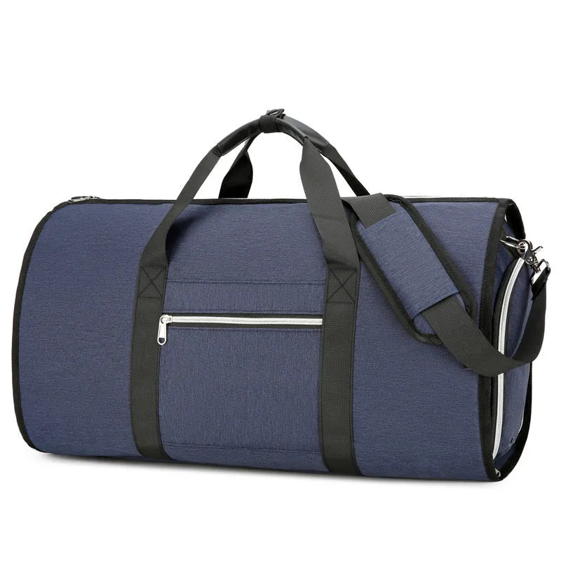 Multi-purpose Oxford cloth storage bag in grey colour, showing compartments and expansion feature.