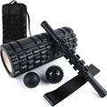 Black foam massage roller with six segments, 33 cm length