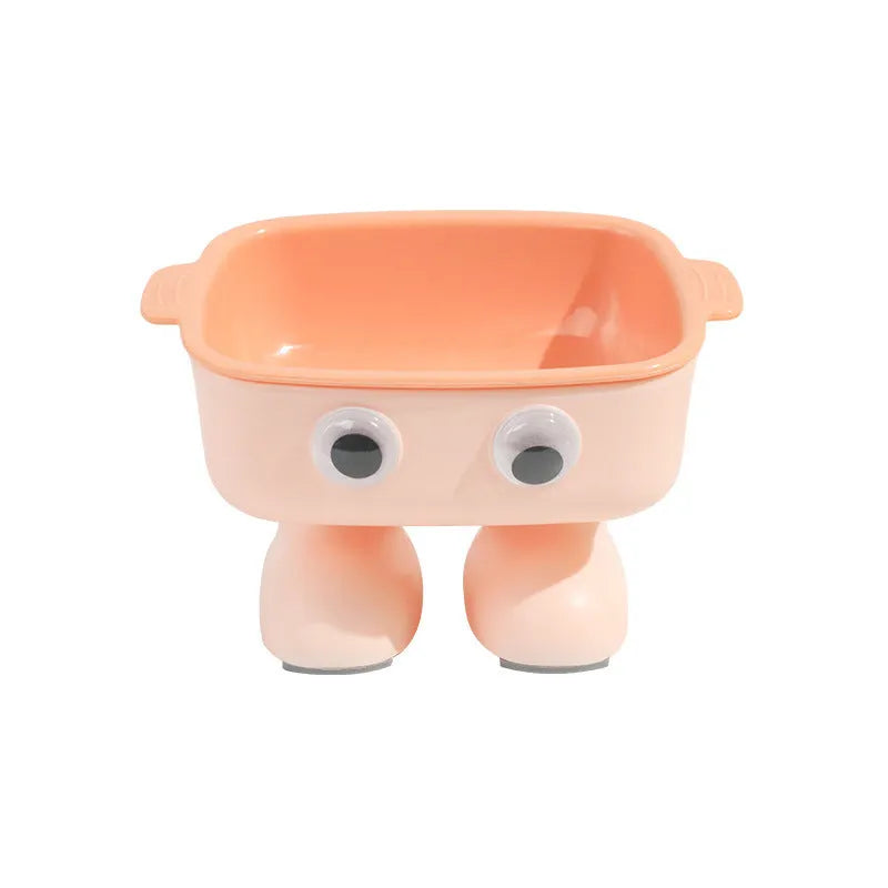 Green robot-shaped elevated cat bowl with tilted design and detachable inner dish