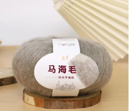 Mohair wool ball for DIY scarf knitting kit with Inverness thread in multiple colour options