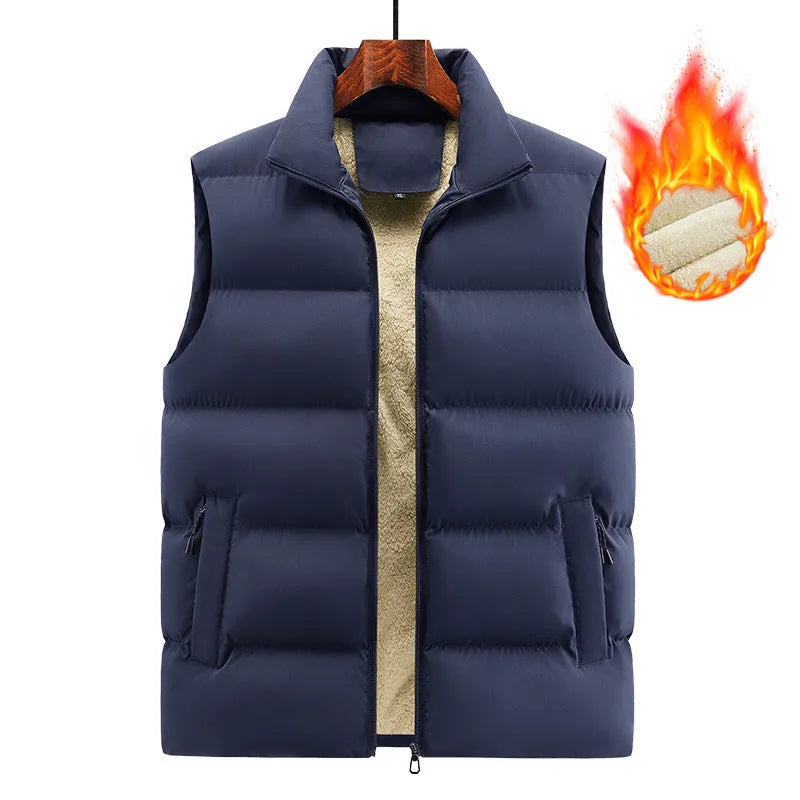 Striped men's lambswool vest in black, dark blue or red for autumn and winter wear