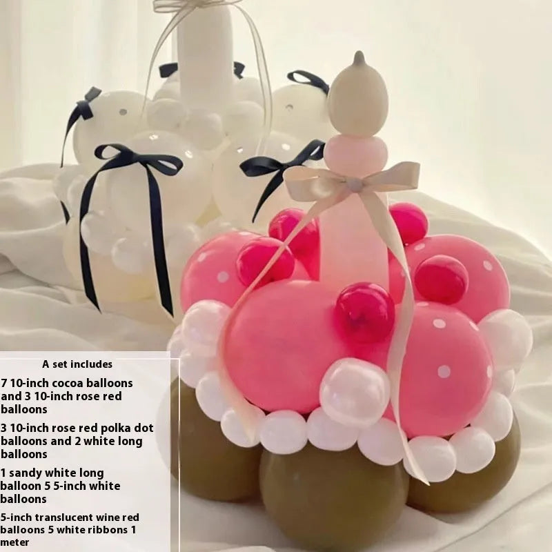 Round balloon bouquet cake DIY decoration set for birthday party centrepieces