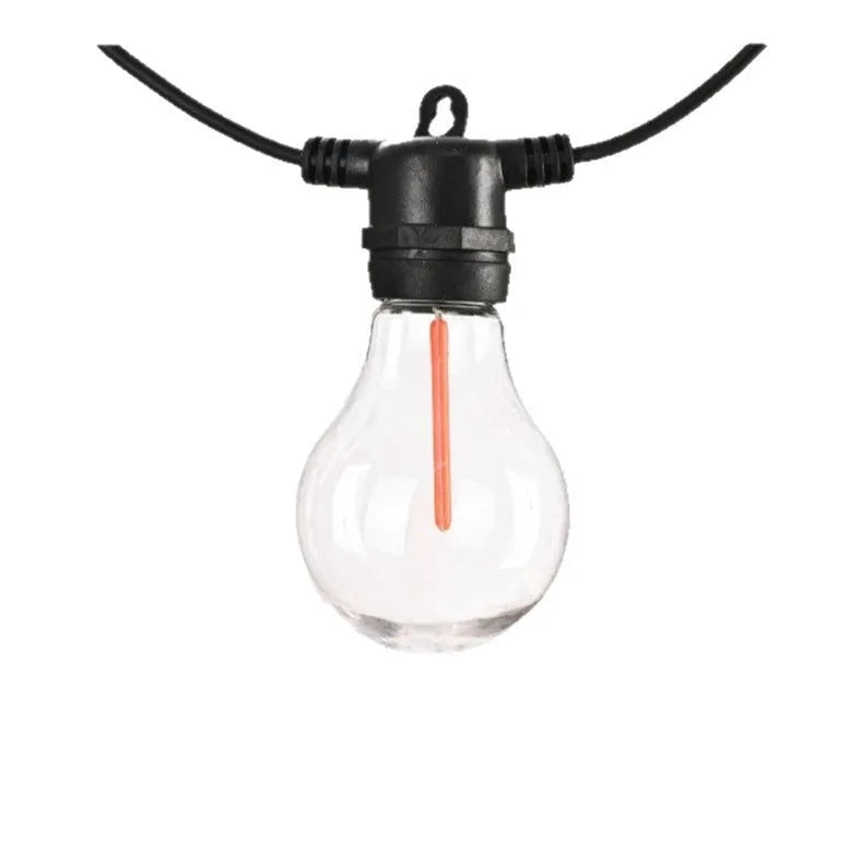 Waterproof outdoor string lights with 10 meteor-shaped bulbs on a 5-metre cable for wedding and garden decor.