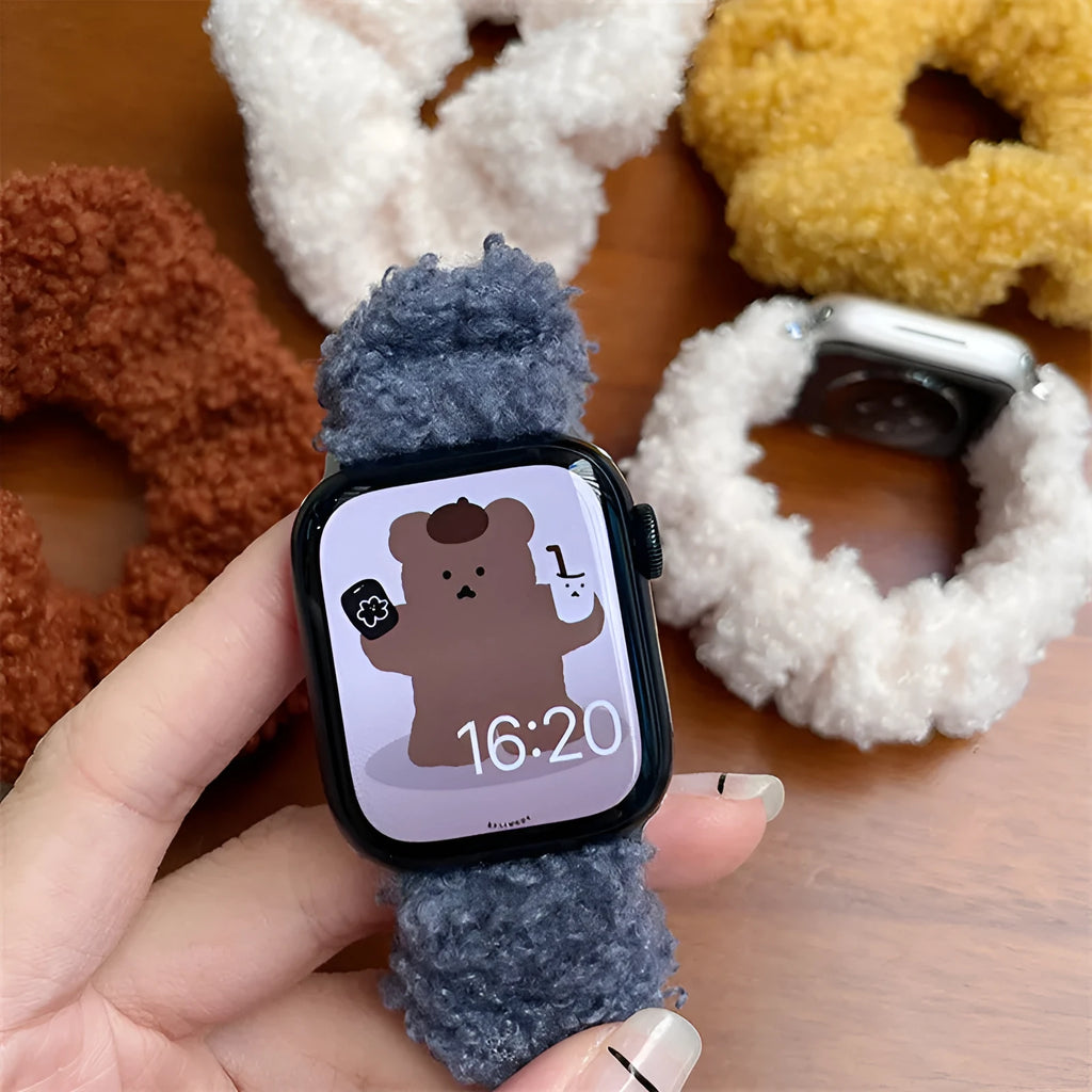 Velvet elastic loop watch strap in brown for Apple Watch 38-45mm