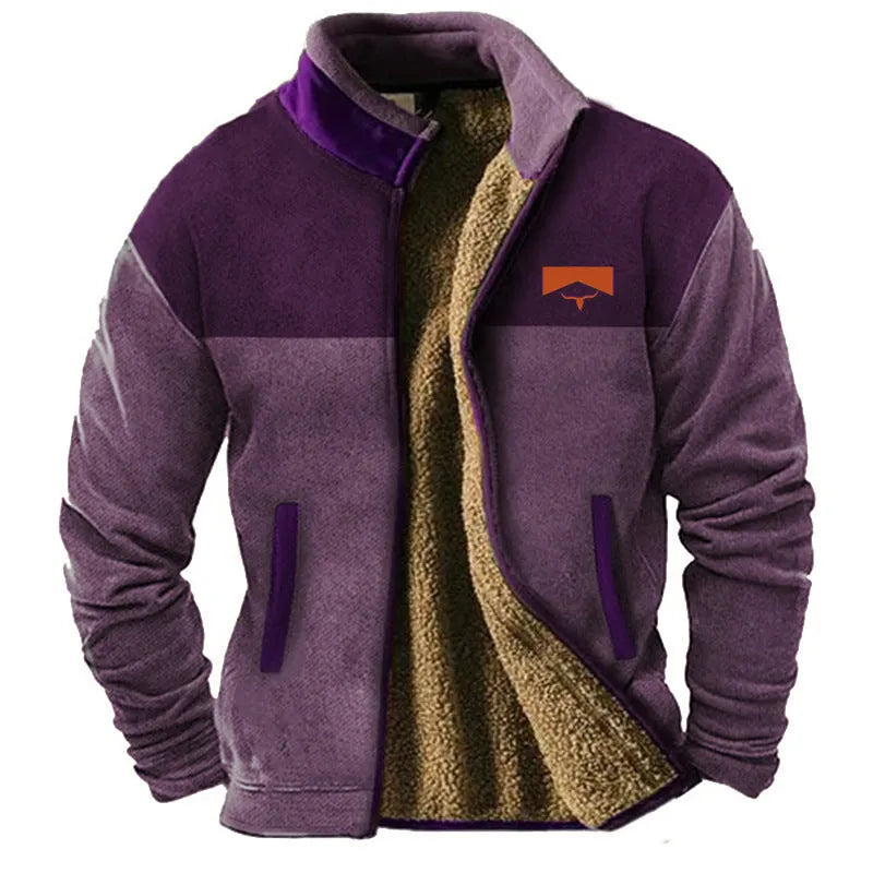 Men's green polyester padded coat with regular fit and normal length