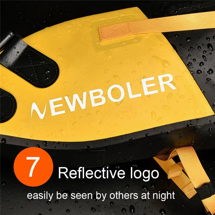 Waterproof PVC bicycle tail bag with 13L capacity in black, green, or yellow colour options.