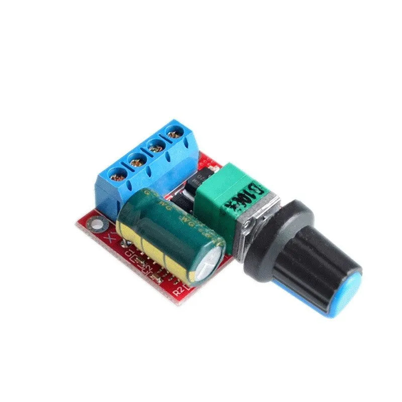 PWM DC motor speed controller with adjustment knob for 5V-35V motors and 5A output