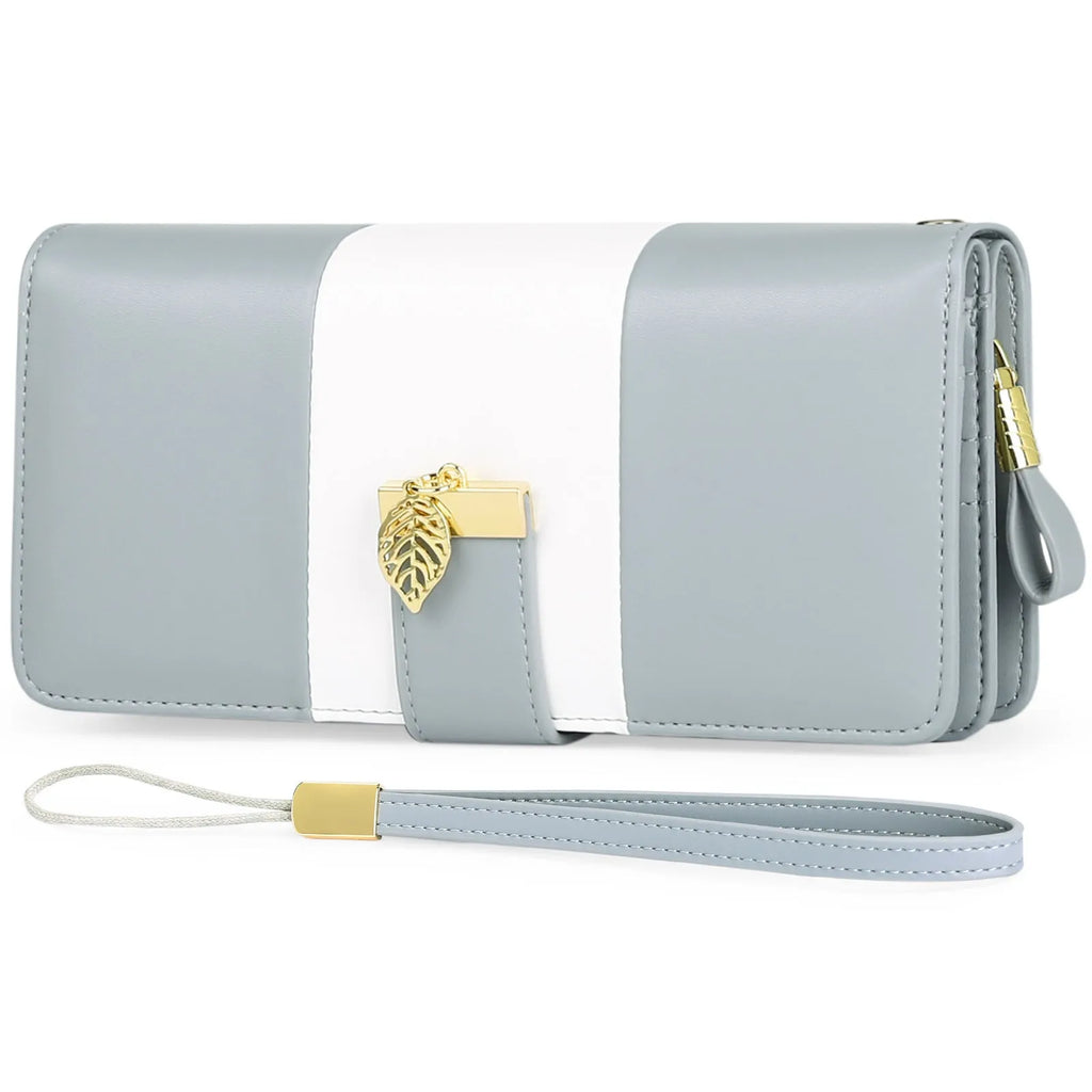 Anti-theft clutch bag in PU leather with zip lock closure, showing interior microfiber lining and compact design