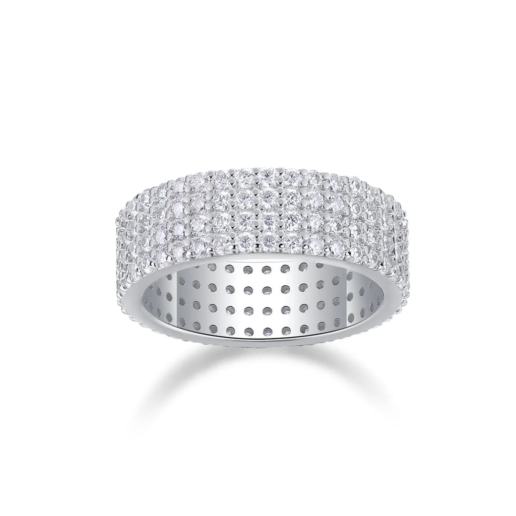 Starry Night Sky moissanite wedding ring set on S925 silver platinum-plated band in size 6