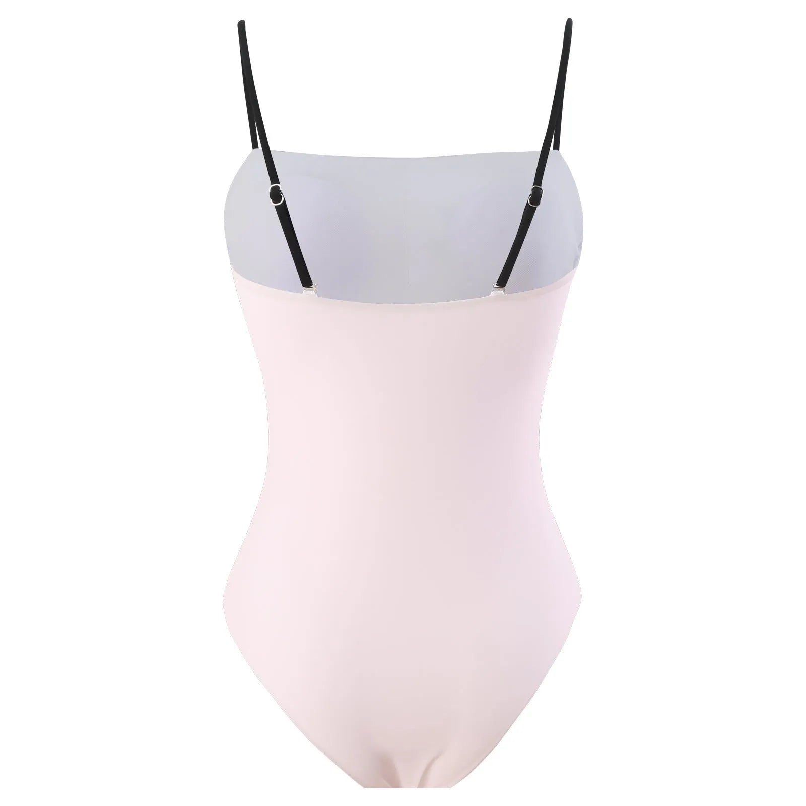 Women's patterned bikini top and bottoms with a matching light blue tulle skirt laid flat.