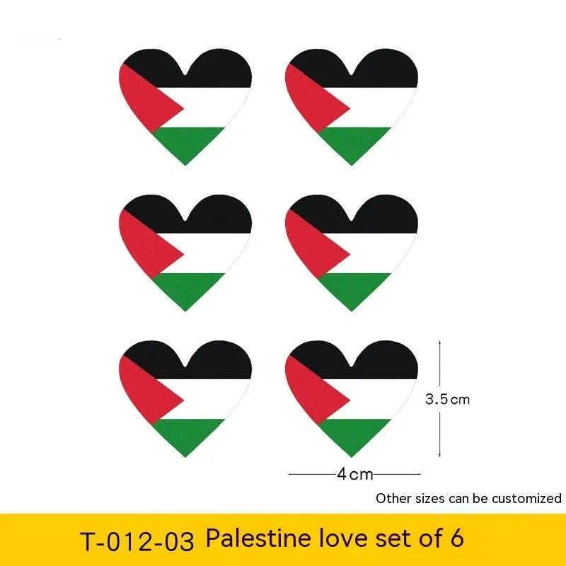 Palestinian flag car decal sticker on vehicle window showing three colourway options