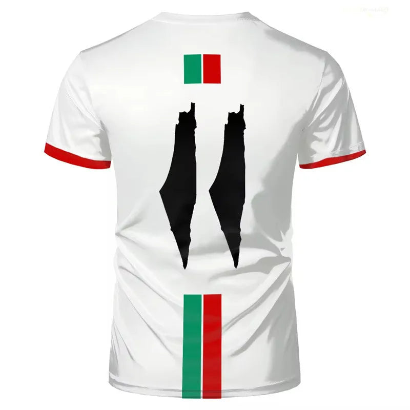 Football 3D printed T-shirt in spandex fabric with dark style pattern, half sleeve design