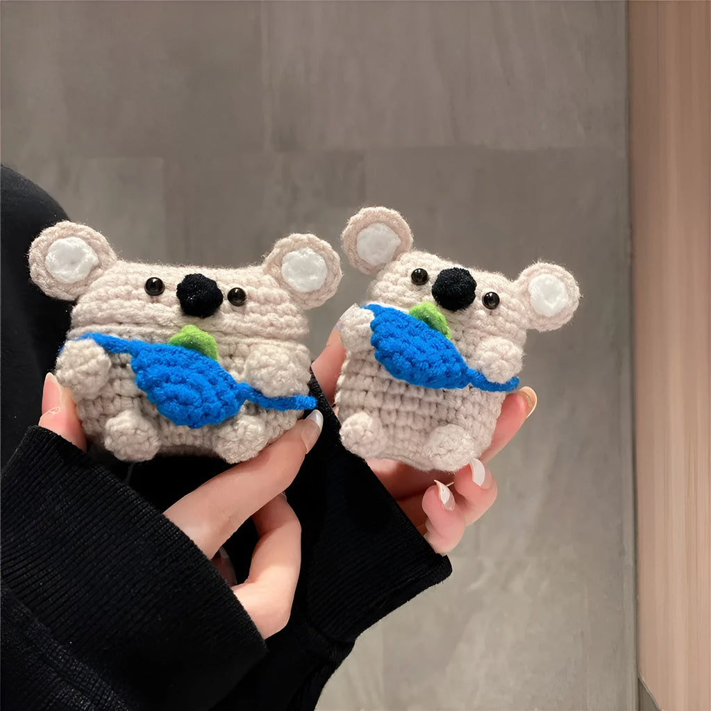 Handmade knitted koala bear backpack design protective case for Apple AirPods wireless earbuds