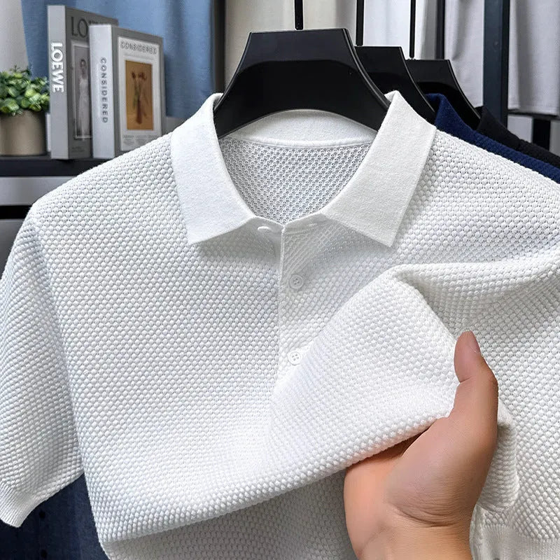 Men's loose fit cotton short sleeve sweater in multiple colours on size chart