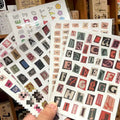 English letters and numbers label sticker set showing alphabet collections and week words in cute printed style