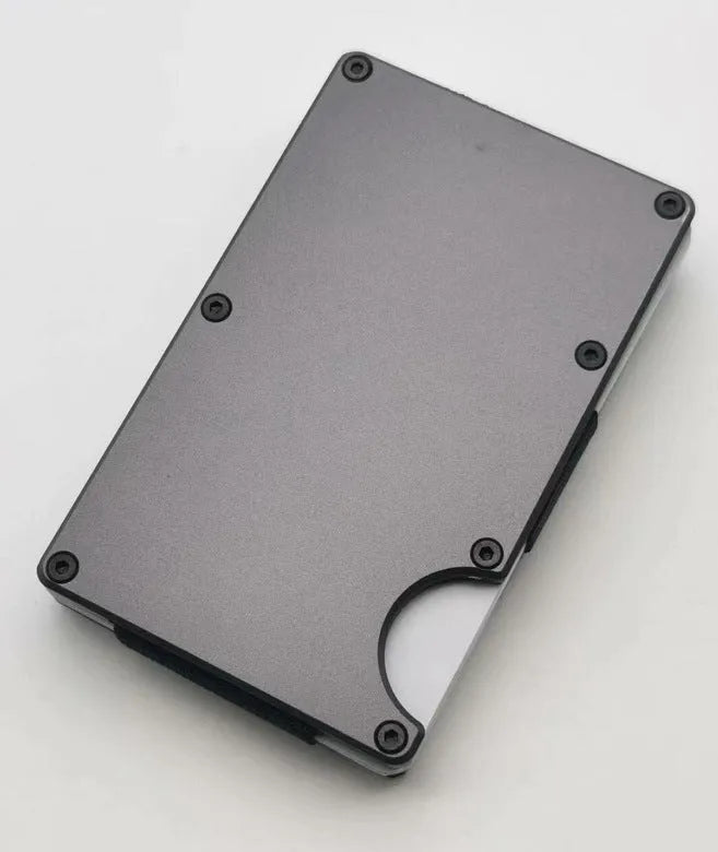 Aluminium grey carbon fibre men's wallet with RFID blocking for credit cards