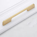 Gold aluminium alloy single hole T-shaped cabinet handle showing three hole distance size options.