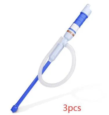 Blue manual hand siphon pump for transferring car truck fuel petrol diesel oil water