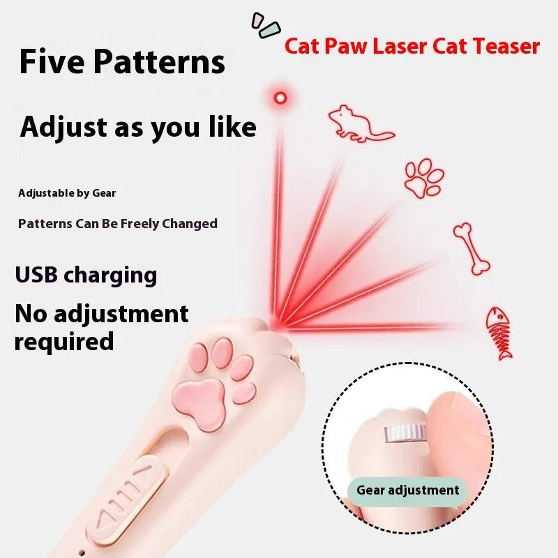 Cat laser charging toy in pink, cream or sky blue colour with self-hi function for interactive pet play
