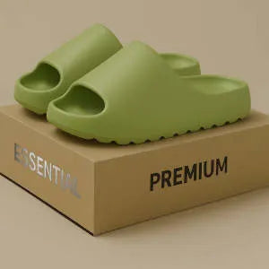 Women's thick sole EVA beach slippers in black, green, or brown colours, youth fashion style.