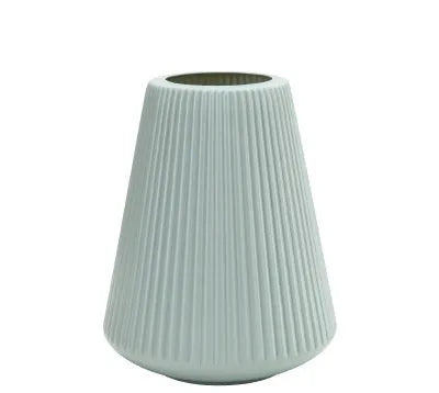 Colourful melamine plastic desktop flower vase in simple style, shown in blue, green, pink, and white colour options.