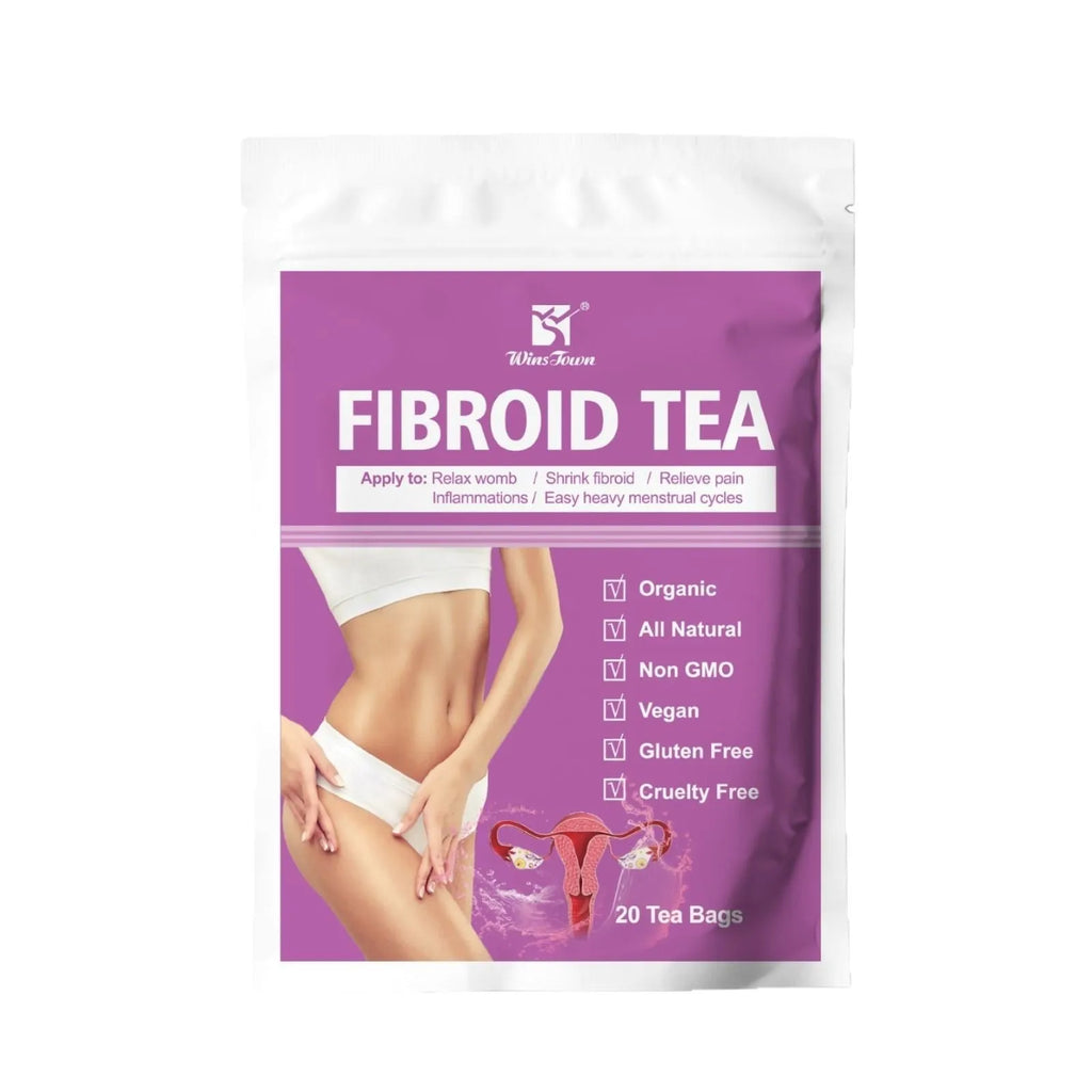 Pack of C83 Winstown Fibroid Herbal Tea bags on a dry surface.