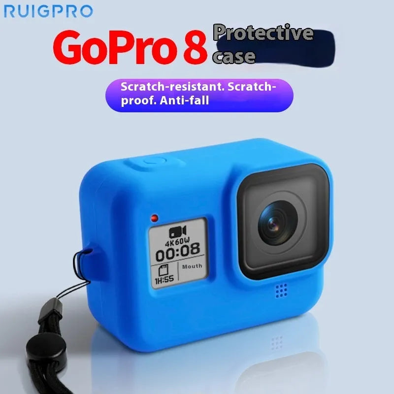 GoPro Hero8 Black silicone protective sleeve and anti-lost carrying strap accessory set in multiple colour options