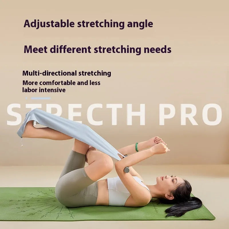 Grey and pink yoga multi-function stretching tool for shoulder, back and hip exercises