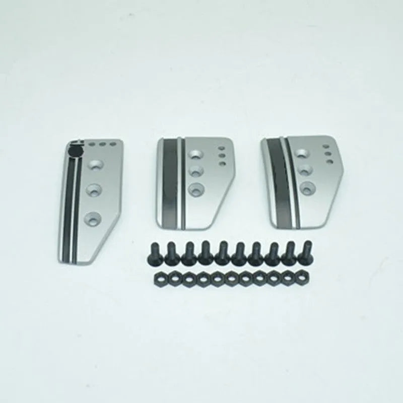 Aluminium alloy manual transmission pedal set showing accelerator, brake and clutch pedals