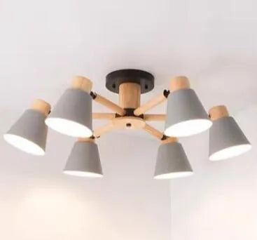 Nordic Creative Isn Macaron ceiling lamp with ironwood construction in multiple colour options