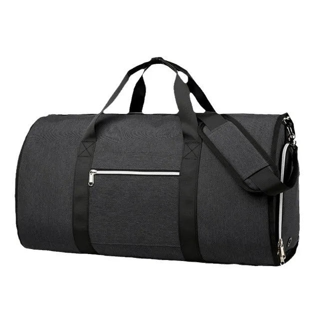 Multi-purpose Oxford cloth storage bag in grey colour, showing compartments and expansion feature.