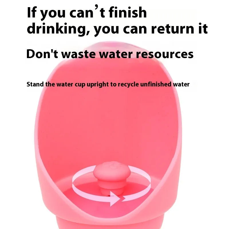 Silicone folding pet water cup shown both expanded as bowl and collapsed flat, 550ml capacity