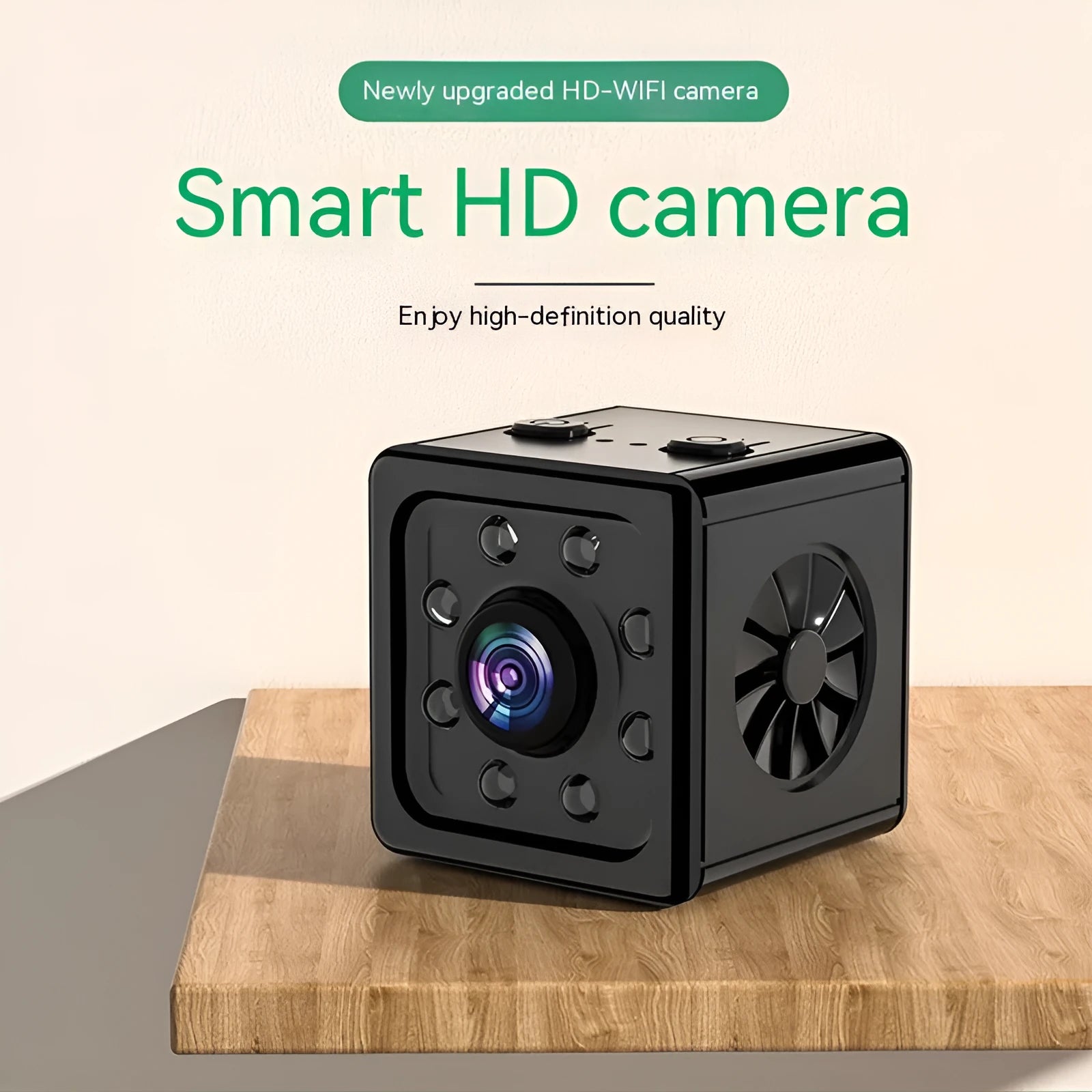 Black ABS sports camera cube measuring 26cm with mounting bracket