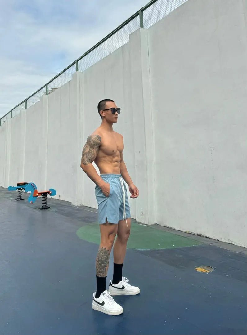 Men's ice silk quick-drying double-layer shorts in nylon fabric, multiple colour options