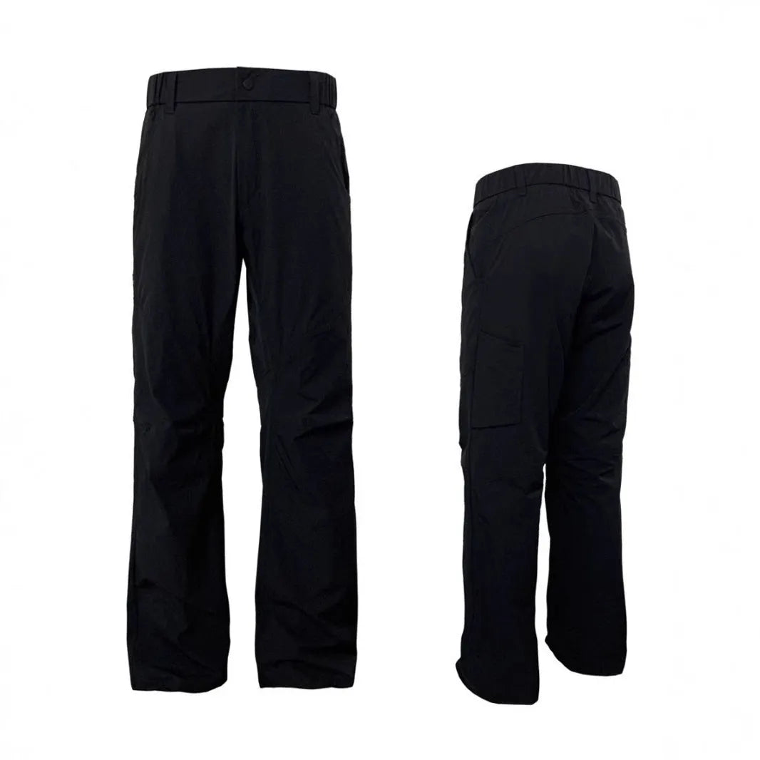 Men's 3D deconstructive straight leg casual trousers in Army Green with elastic waistband.