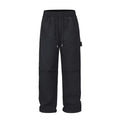Black paratrooper trousers with elastic drawstring waist and three-dimensional cutting in baggy style