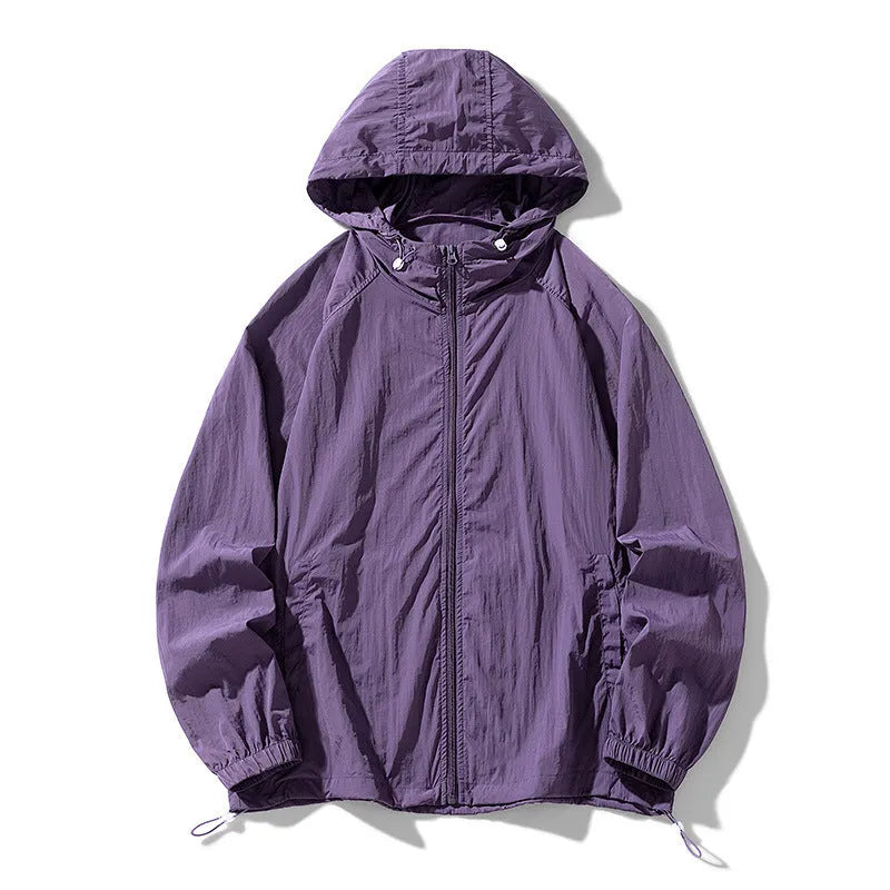 Chemical fibre blend outdoor sports jacket in loose fit available in multiple colours