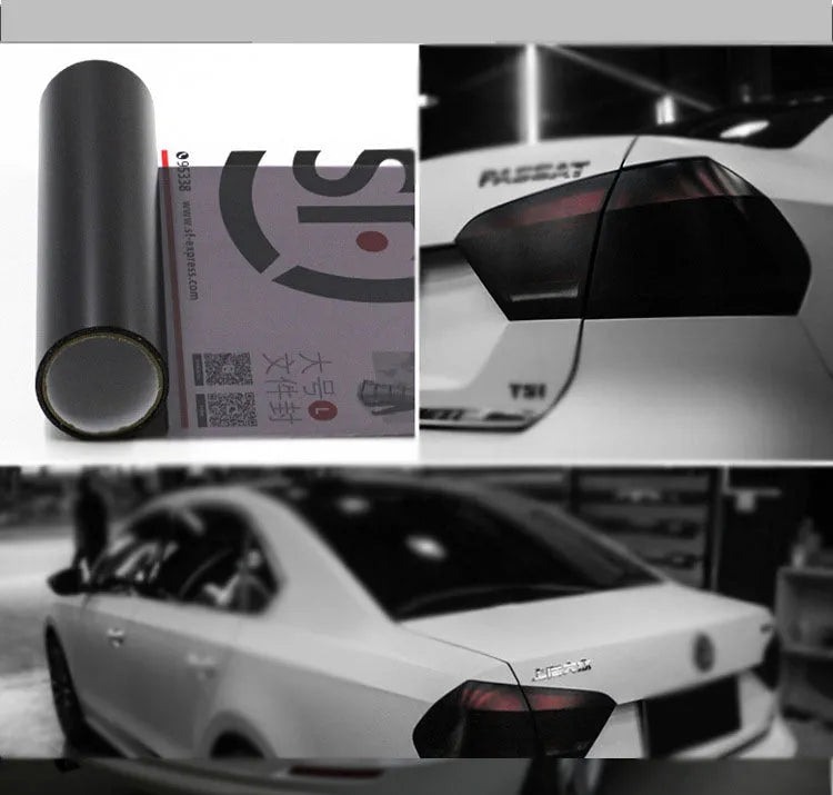 30cm wide plastic car lamp protective film on LED headlight showing transparent protection