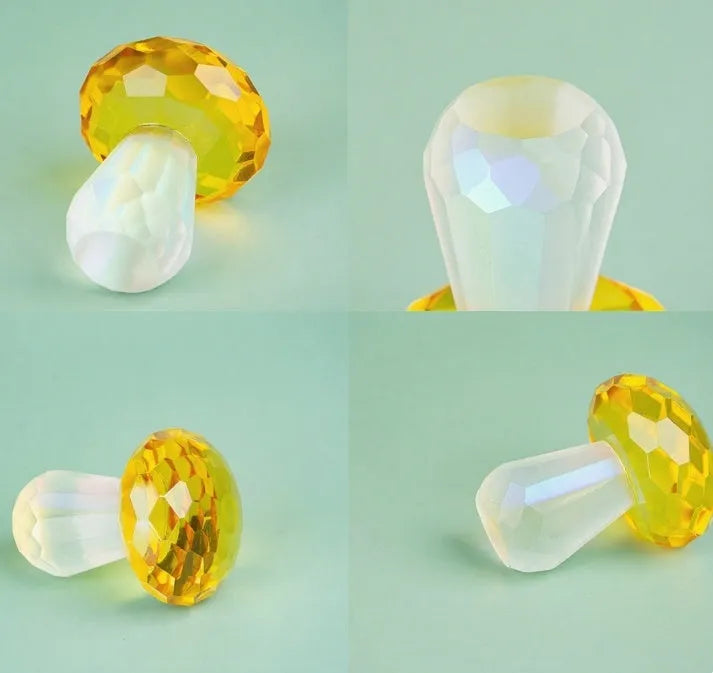 Colourful crystal mushroom decorative ornament in modern simple style, 40mm by 53mm.
